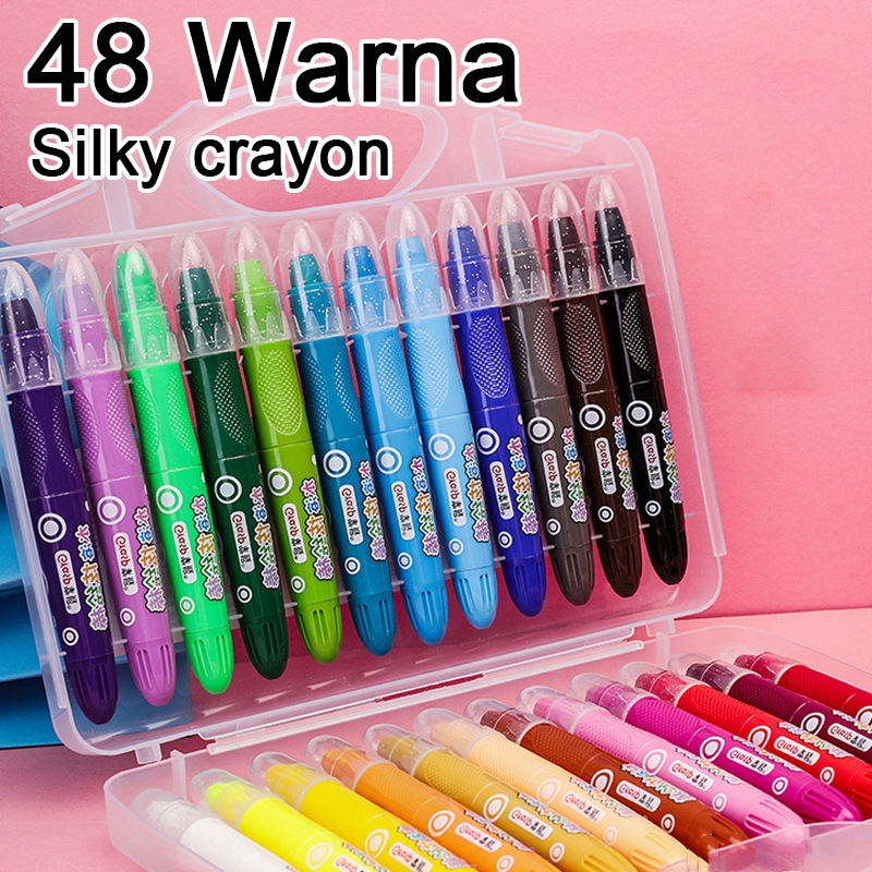 

12/24/36/48 Warna Silky crayon Water soluble crayons Krayon licin Crayon Krayon Mewarnai