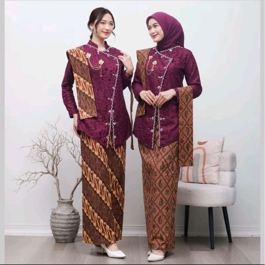 Kebaya janggan jumbo ld 120, kebaya janggan one set, kebaya janggan modern, one set Jawa, kebaya 1 s