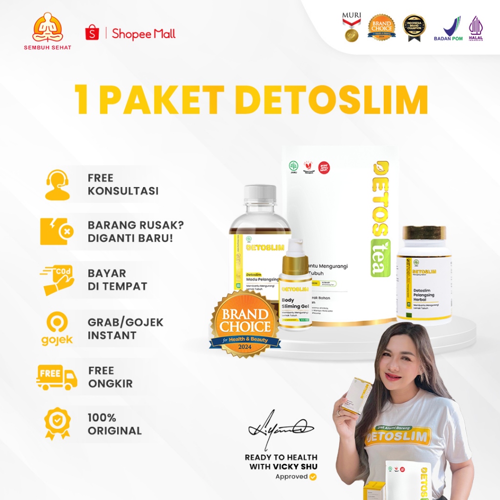 Detoslim -  Variasi Madu Kapsul Teh Dan Body Gel Detoslim | Obat Diet Alami Aman Tnapa Efek Samping
