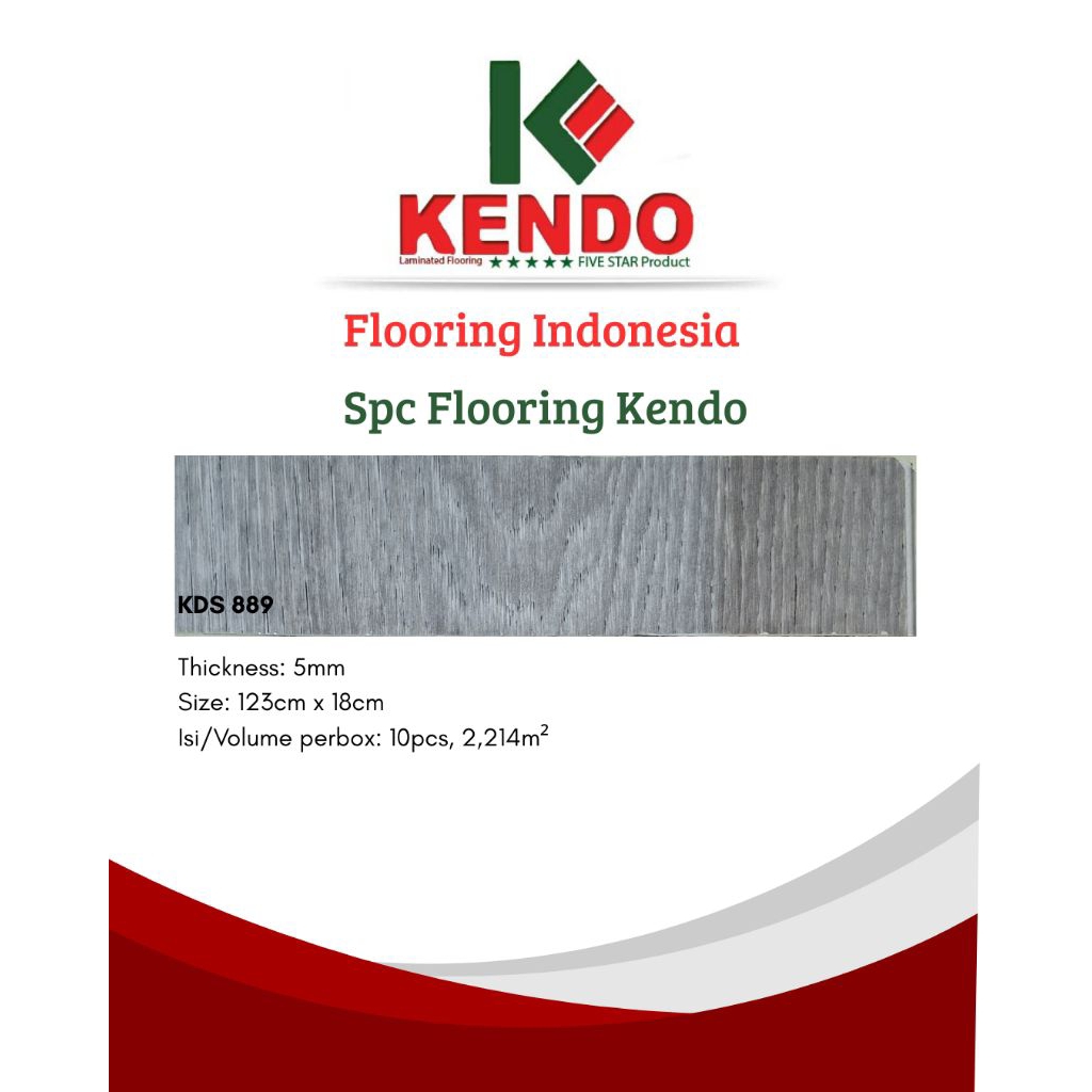 SPC lantai 5mm Kendo motif kayu KDS 889/Box
