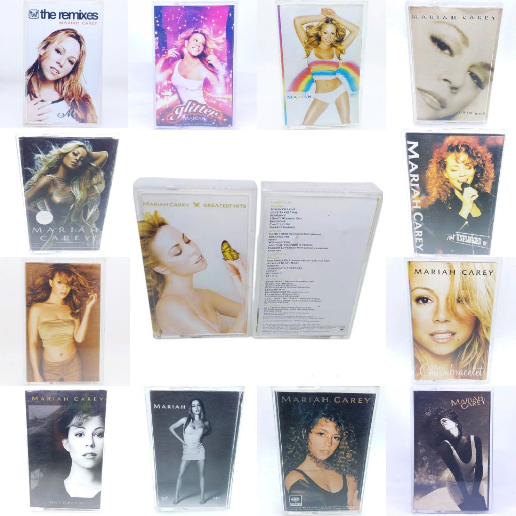 Kaset pita MARIAH CAREY - daydream - emotions - glitter - self titled - 1s - butterfly - charmbracel