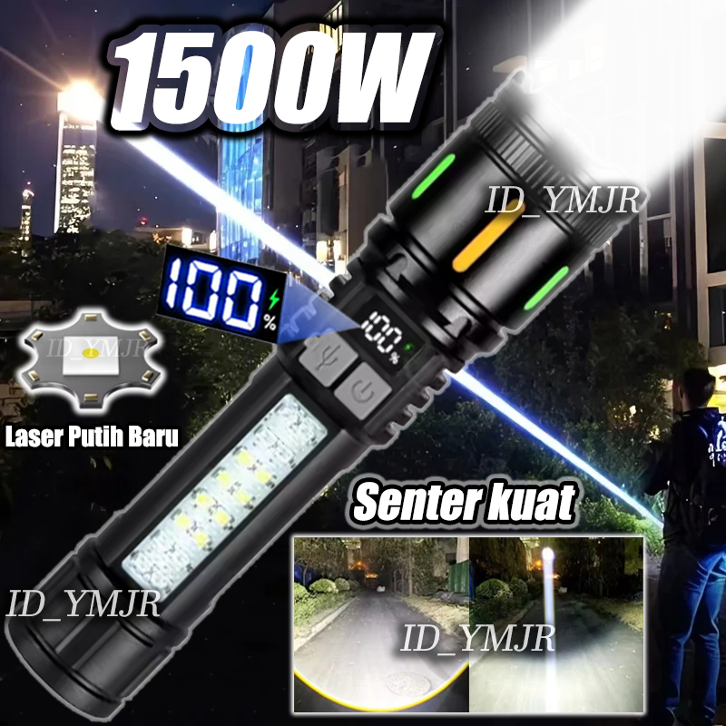 1500W Senter Super Terang Tahan Lama Senter Mini Super Terang L98 Lampu Senter Super Terang Laser Fl