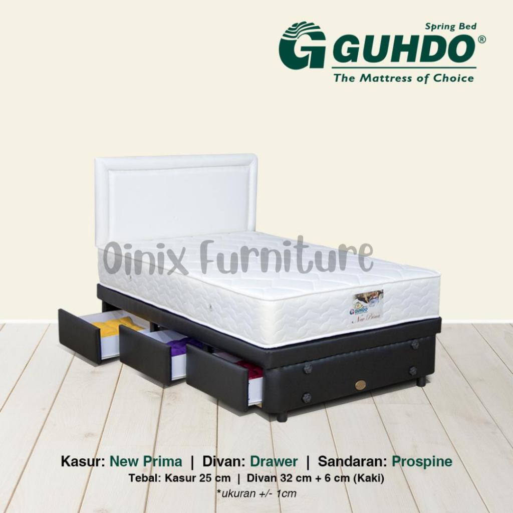 Springbed Gudho Base Drawer Prospine New Prima FULLSET 120x200 White