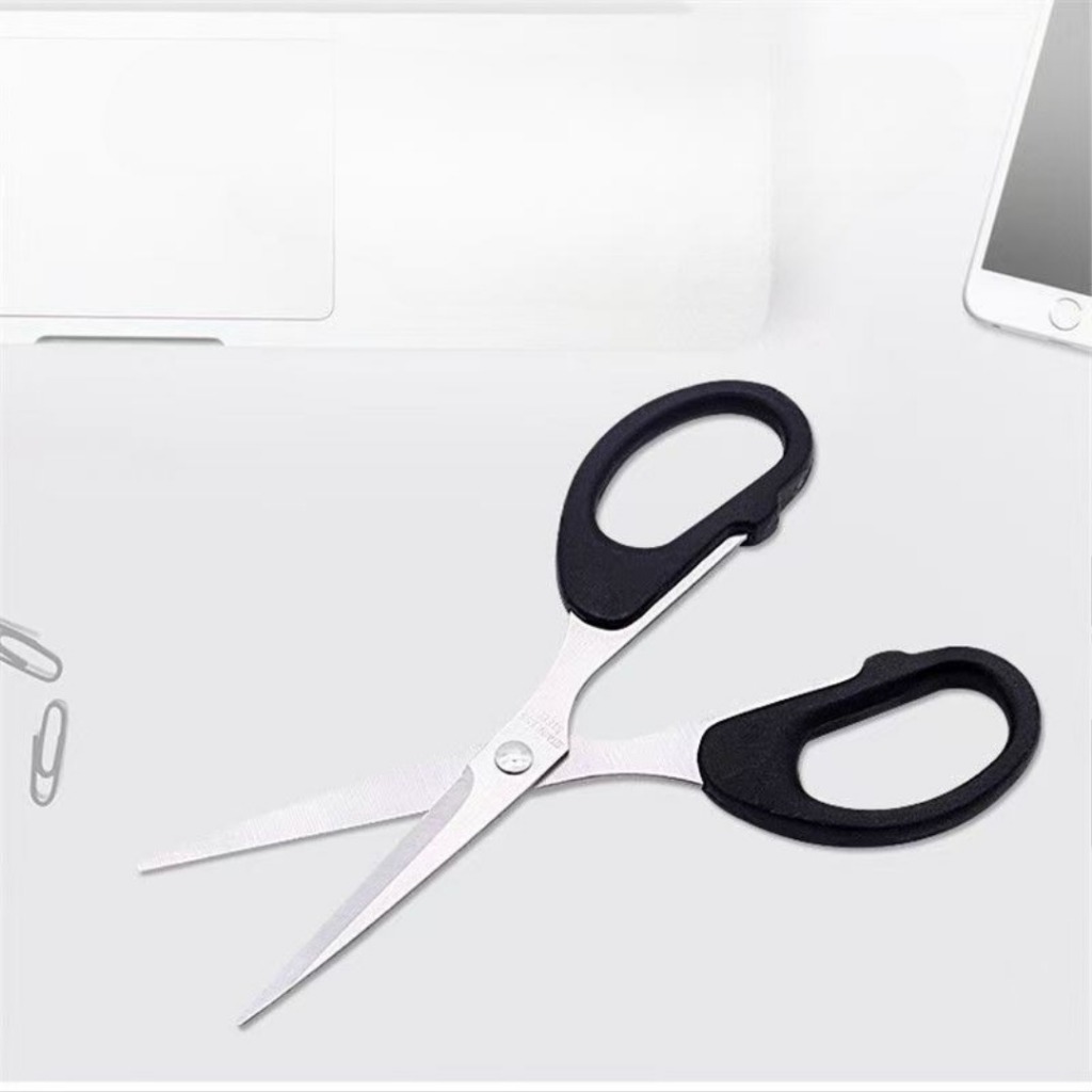 MAOLILI - Gunting Kertas Perlengkapan Sekolah Dan Kantor  Gunting HItam Stainless steel Gunting Serb