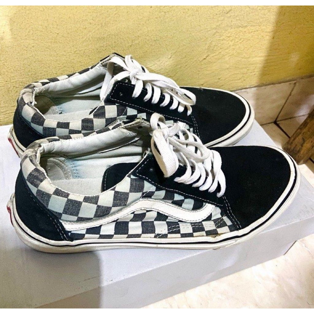 Sepatu sneakers kets pria vans old skool | Checkerboard | Ori