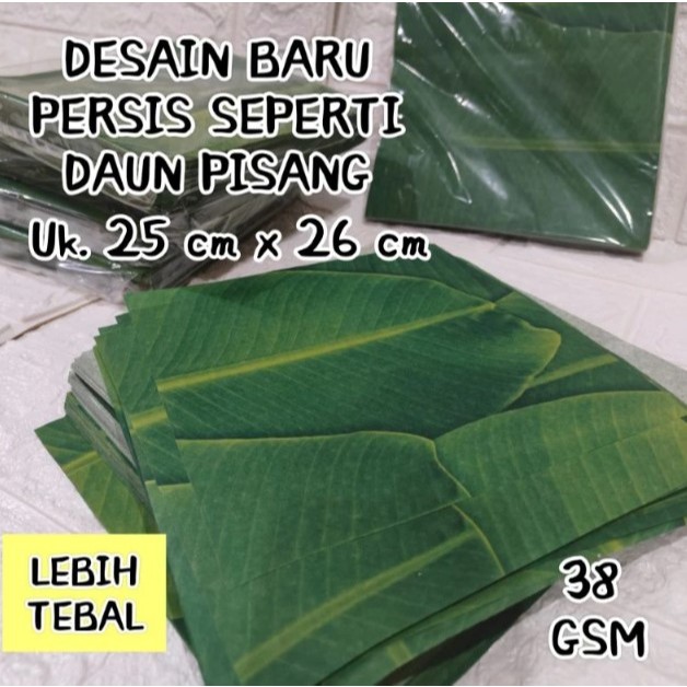 Kertas Nasi Laminasi Anti Lengket Motif Daun Pisang Isi 50 Lembar