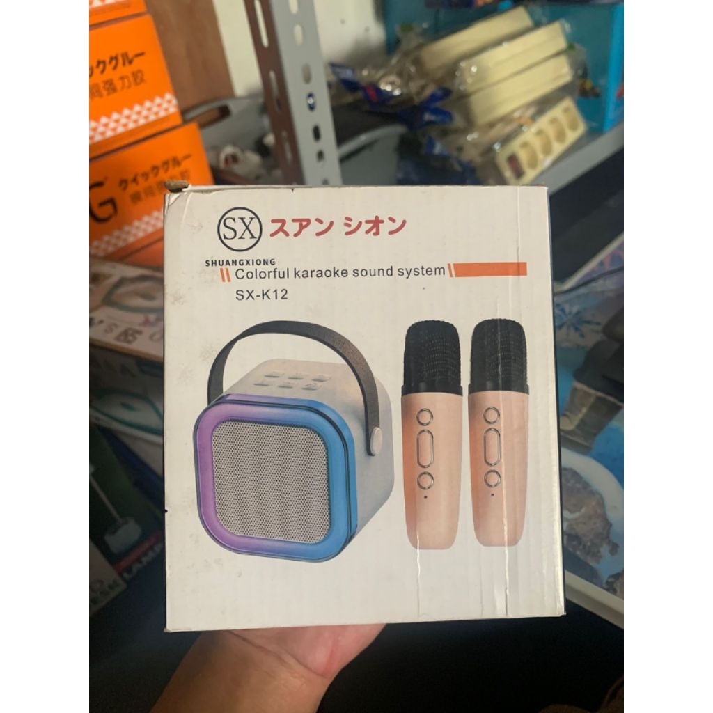 Speaker Karaoke Portable Bluetooth SHUANGXIONG SX-K12 + 2 Mic Wireless