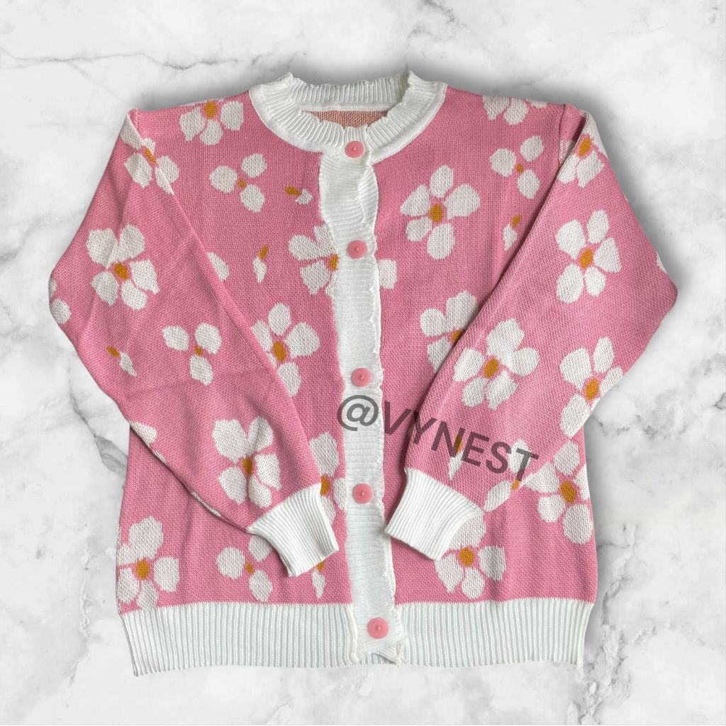 Cardigan Rajut Motif Bunga - Outer Kekinian Wanita Premium