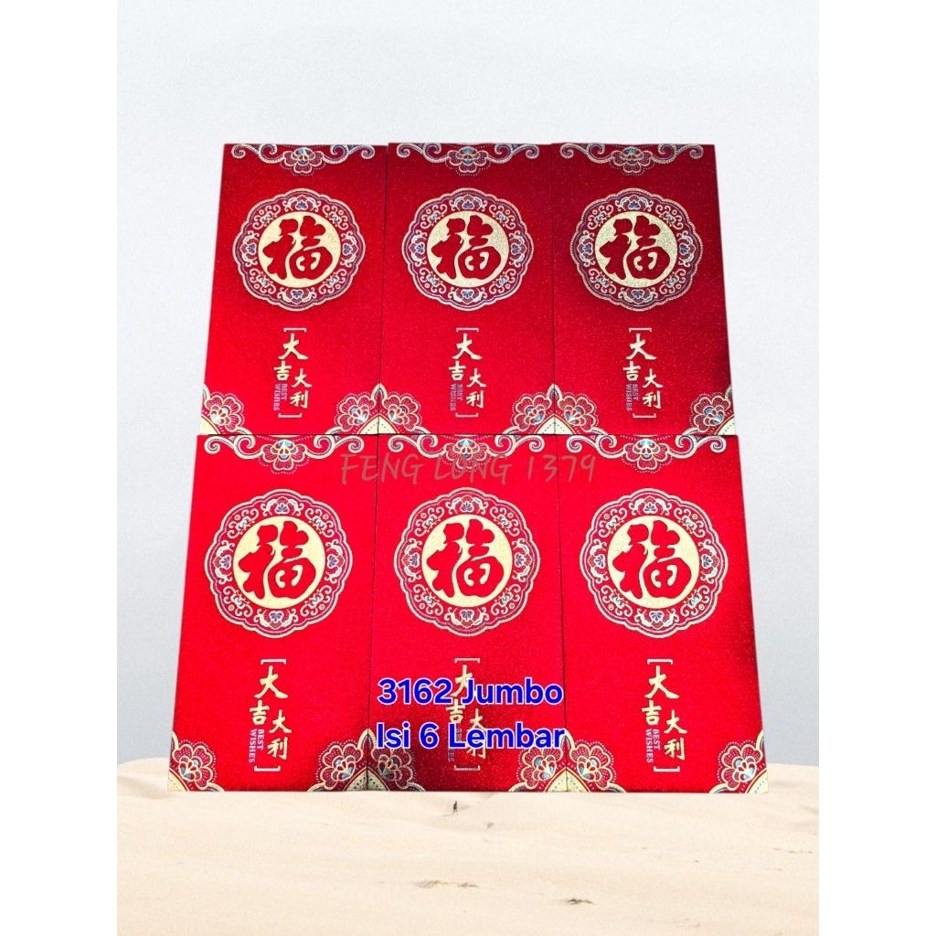 

Angpao amplop Sinchia Sincia Merah Seri Fu JUMBO isi 6
