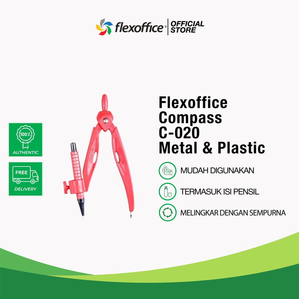 

FLEXOFFICE COMPASS C-020 METAL & PLASTIC jangka kompas untuk belajar kelas murid
