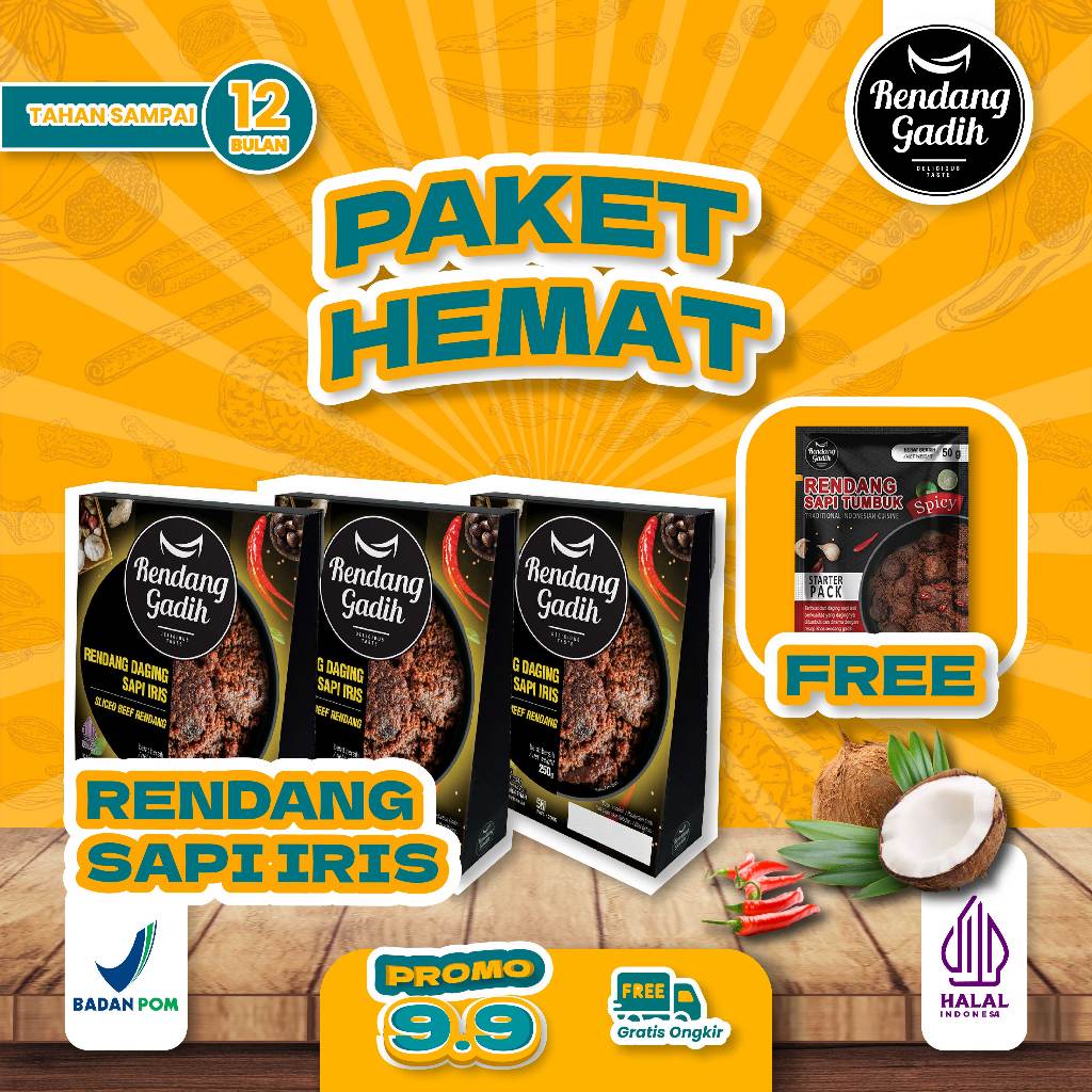 

Rendang Gadih - Paket 3 pcs Rendang Daging Sapi Iris @ 250 g