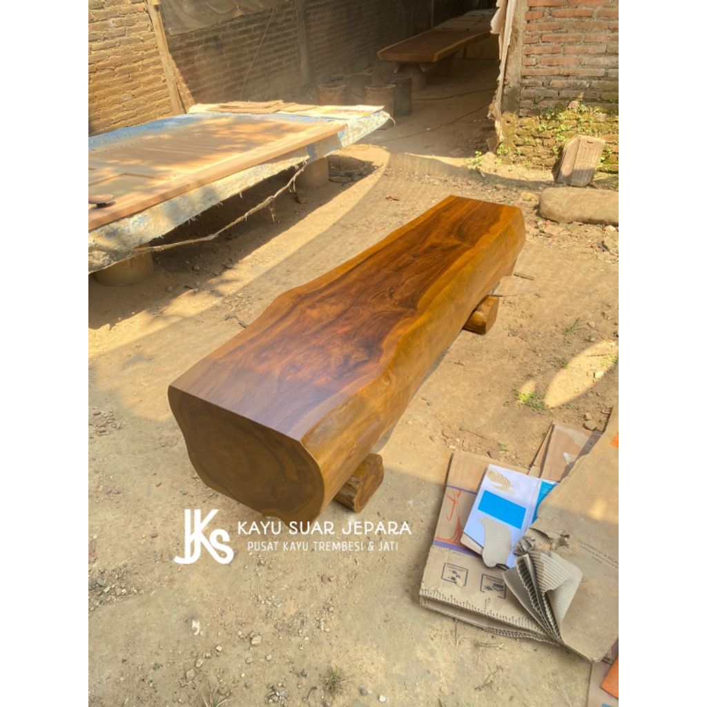 BANGKU BALOK KAYU JATI UTUH ALAMI TUA KAYU PERHUTANI