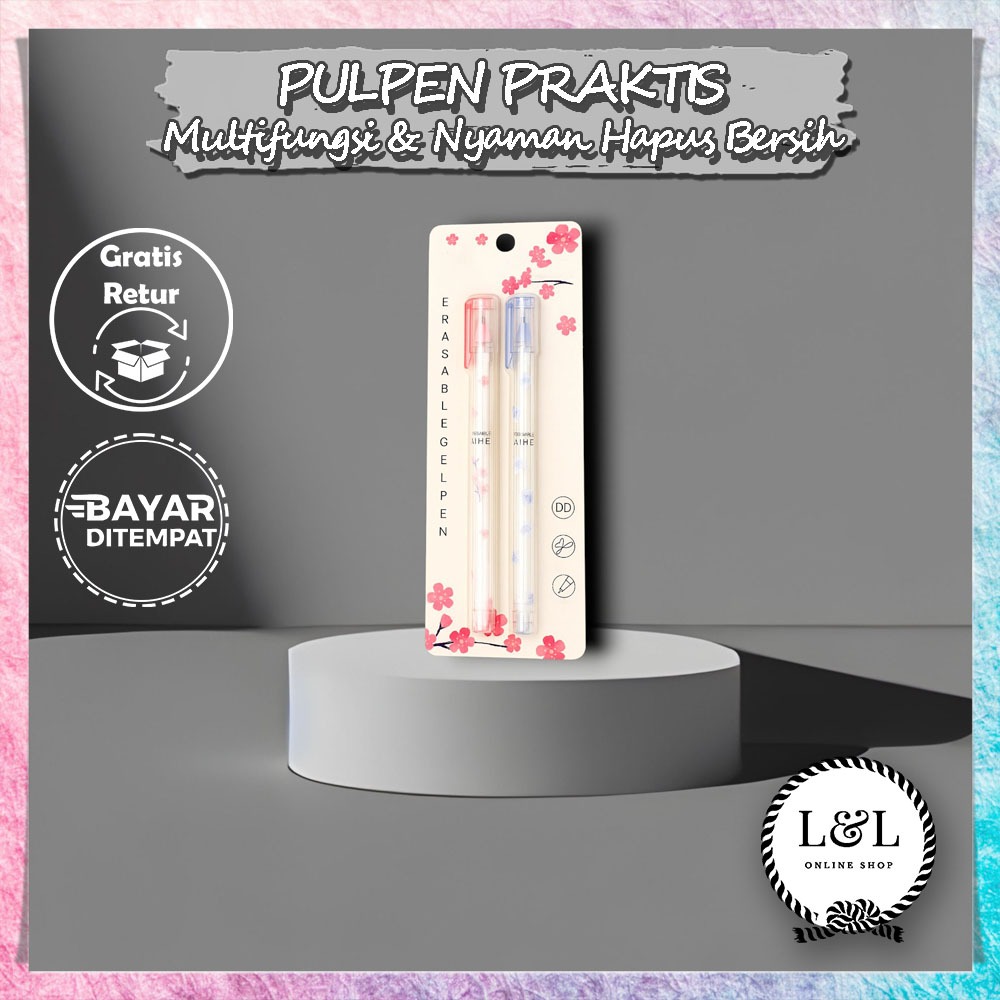 

Pulpen Gel Erasable 2 IN 1 Pulpen Gel Tinta Halus Anti Coret Pulpen Gel Tinta Hitam Dapat Dihapus Praktis 2In1