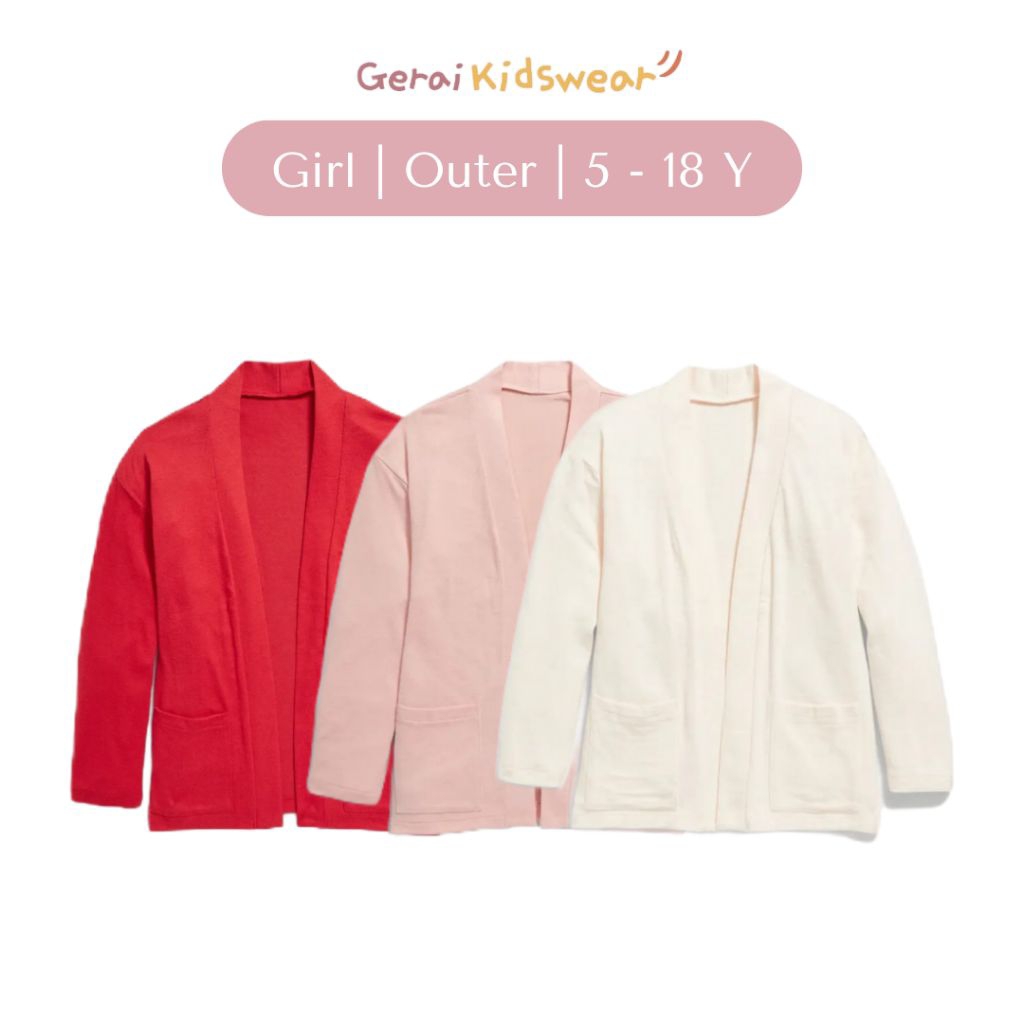 Cardigan Crop Anak Perempuan ON 5-18 Tahun