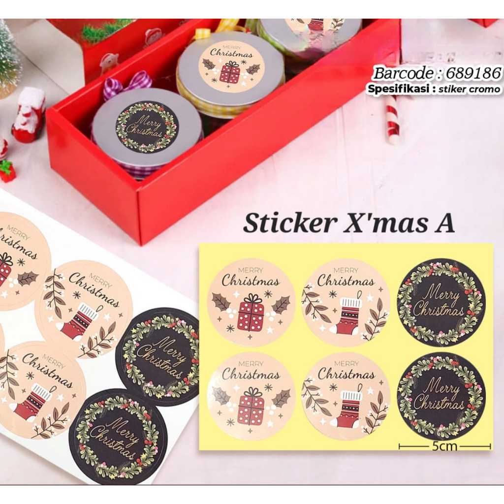 

Sticker Christmas Sticker Label Natal Sticker Label Segel Toples Season Natal - 5 lembar