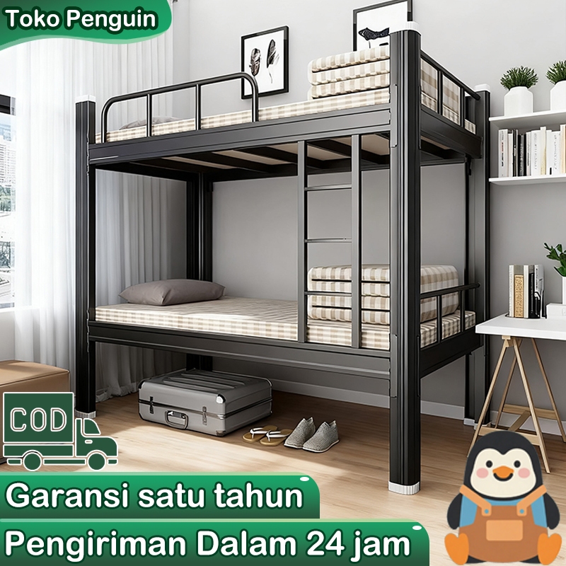 Ranjang Susun Besi Tempat Tidur Tingkat Besi Kokoh untuk Kamar Tidur, Ranjang Susun Dewasa/Anak