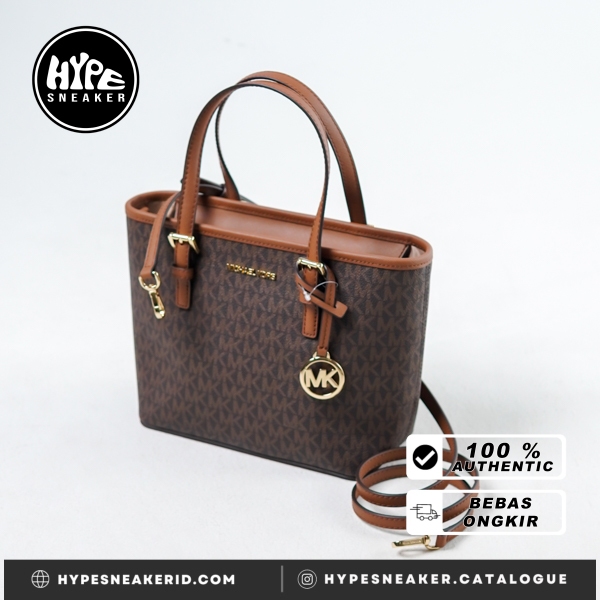 Tas MK MONOGRAM DARK BROWN CAMEL MINI TOTE BAG 100% ORIGINAL