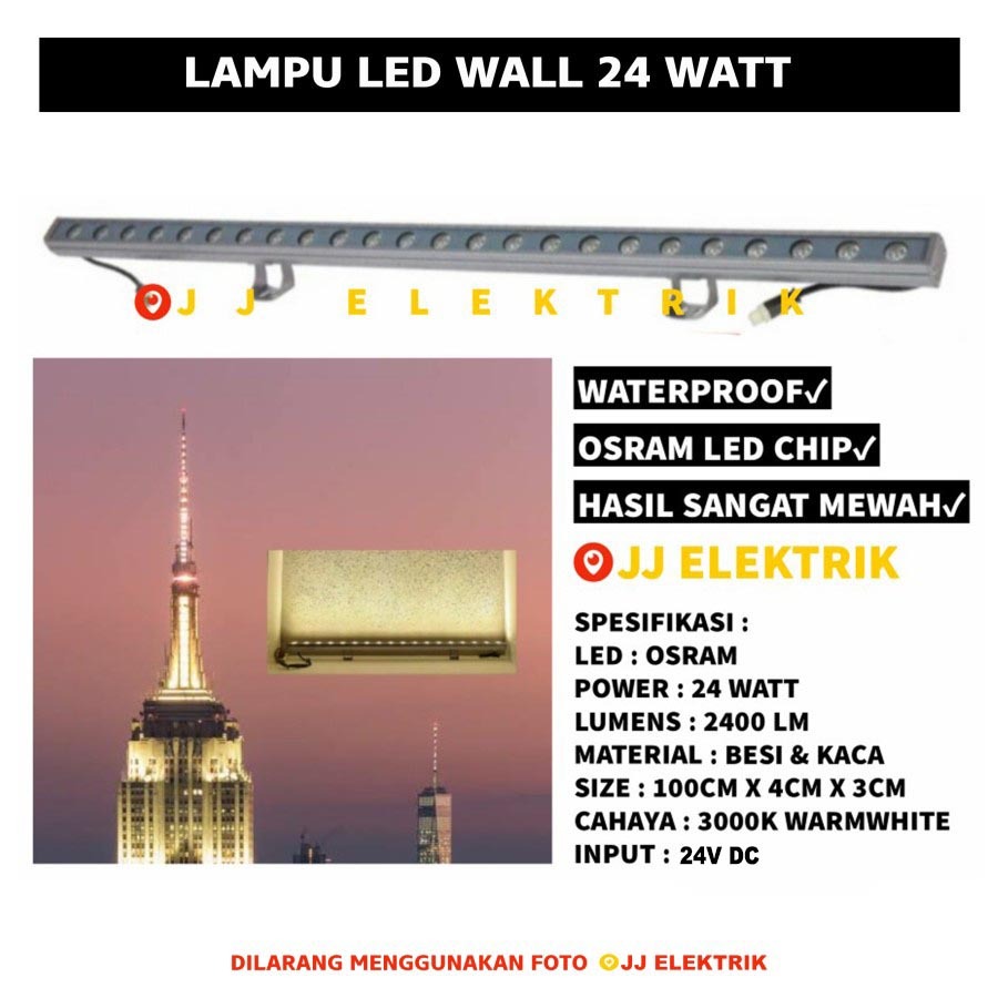 Lampu Sorot Dinding LED 24W Wall Washer Panjang DC 24V