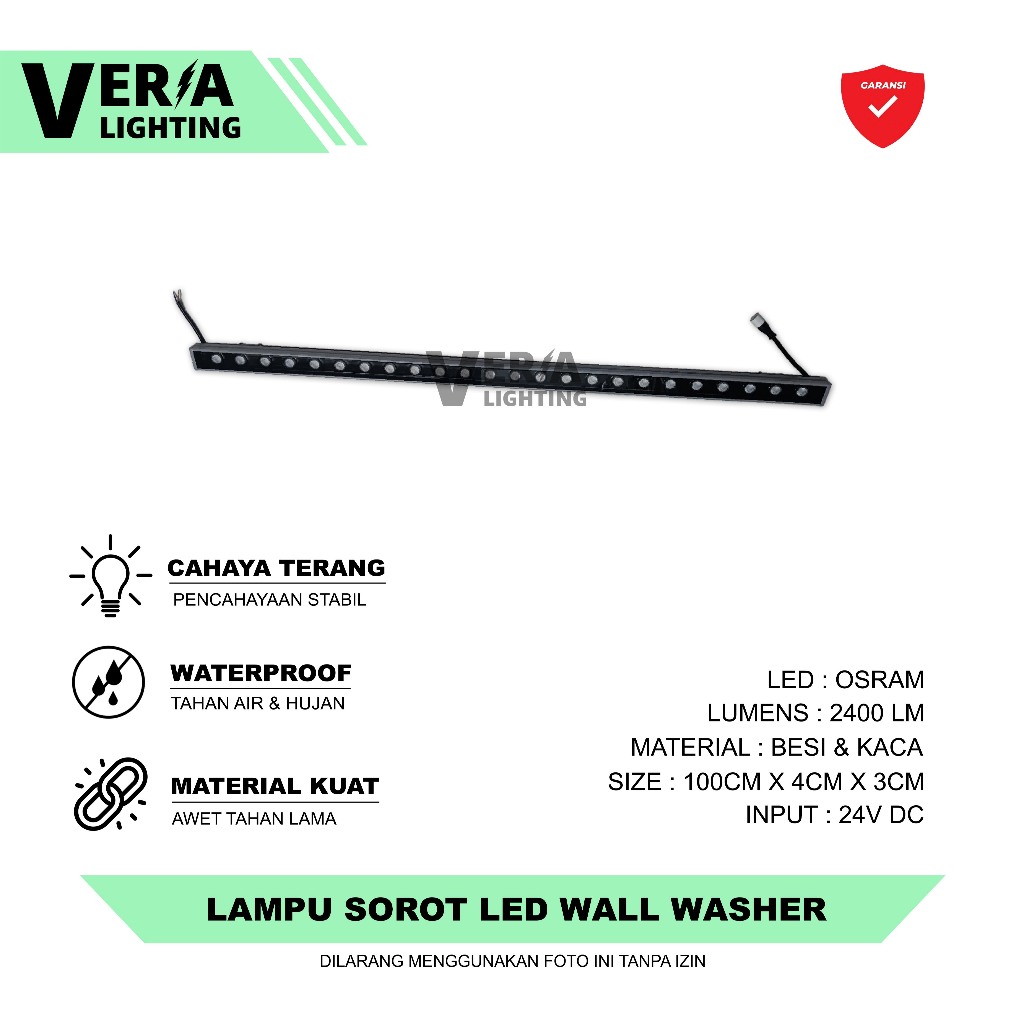 Lampu Sorot Dinding LED 24W Wall Washer Panjang DC 24V