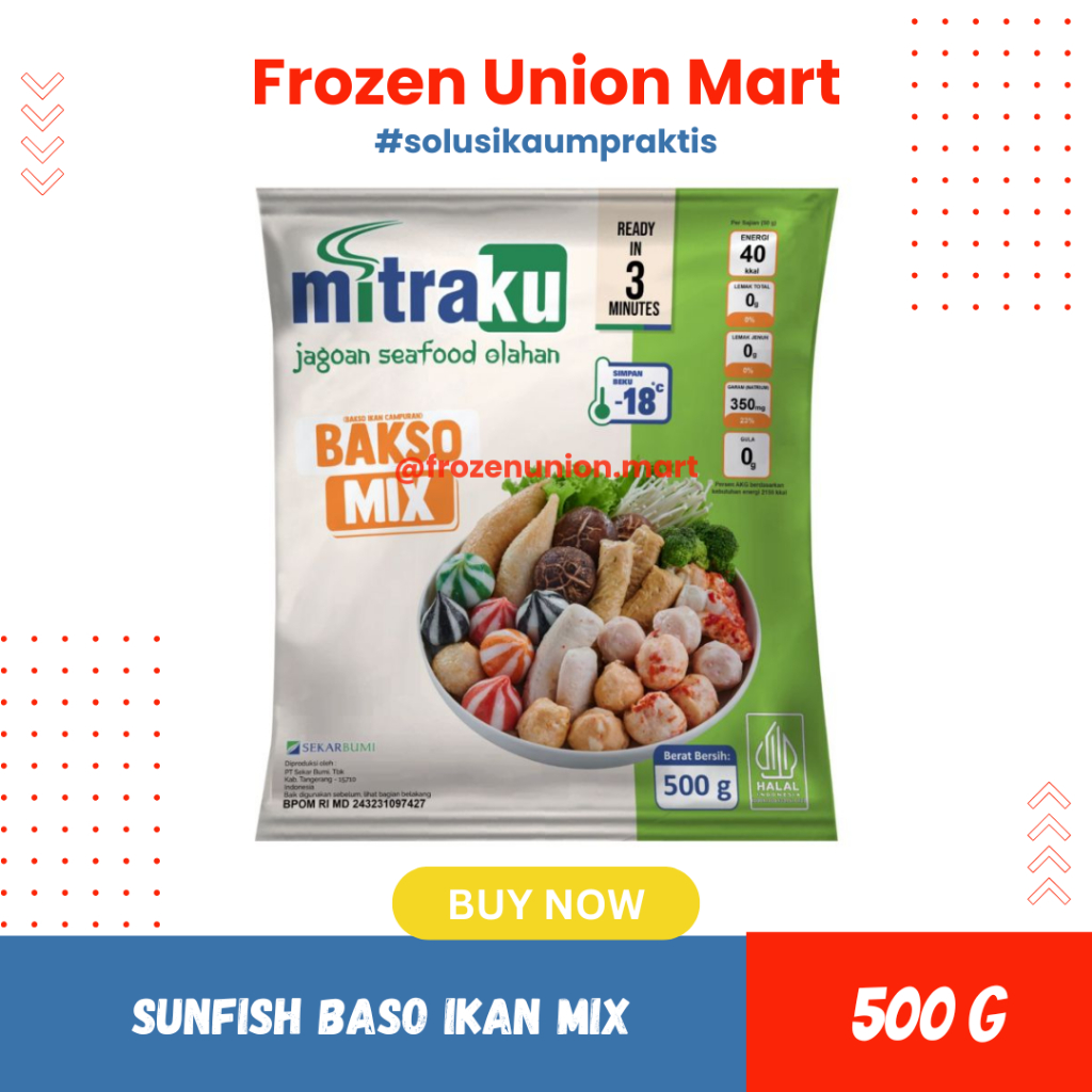 Mitraku Baso Mix Seafood Frozen 500gr | Baso Seafood campur