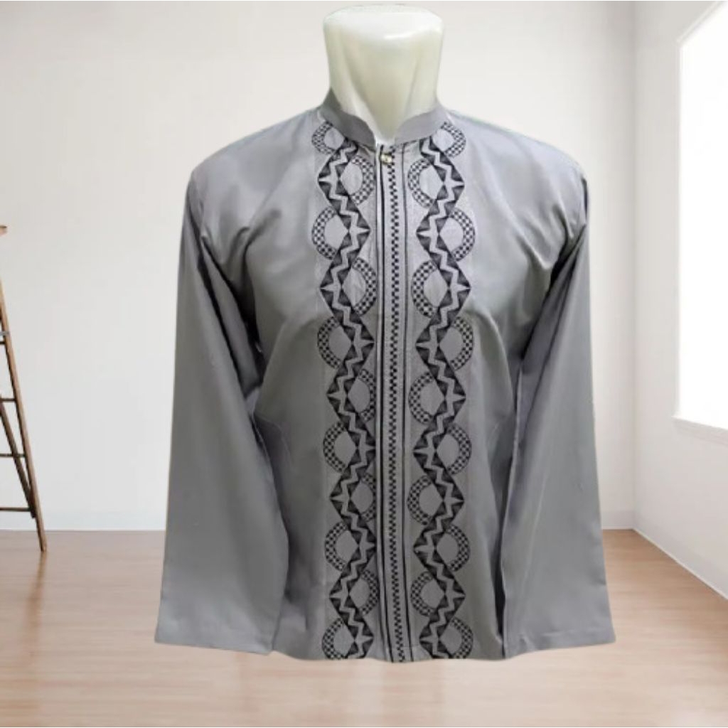 Ar-Rohman Store21/Baju Koko Katun Bordir Lengan Panjang Model Terbaru/Koko Pria Dewasa/Koko Habaib