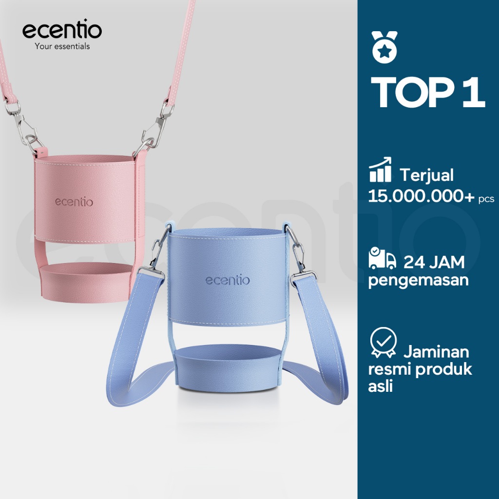【Accessories Tumbler】ecentio Sarung Botol Minum Kulit PU  + Portable TALI Tumbler  Hanya Untuk ecent
