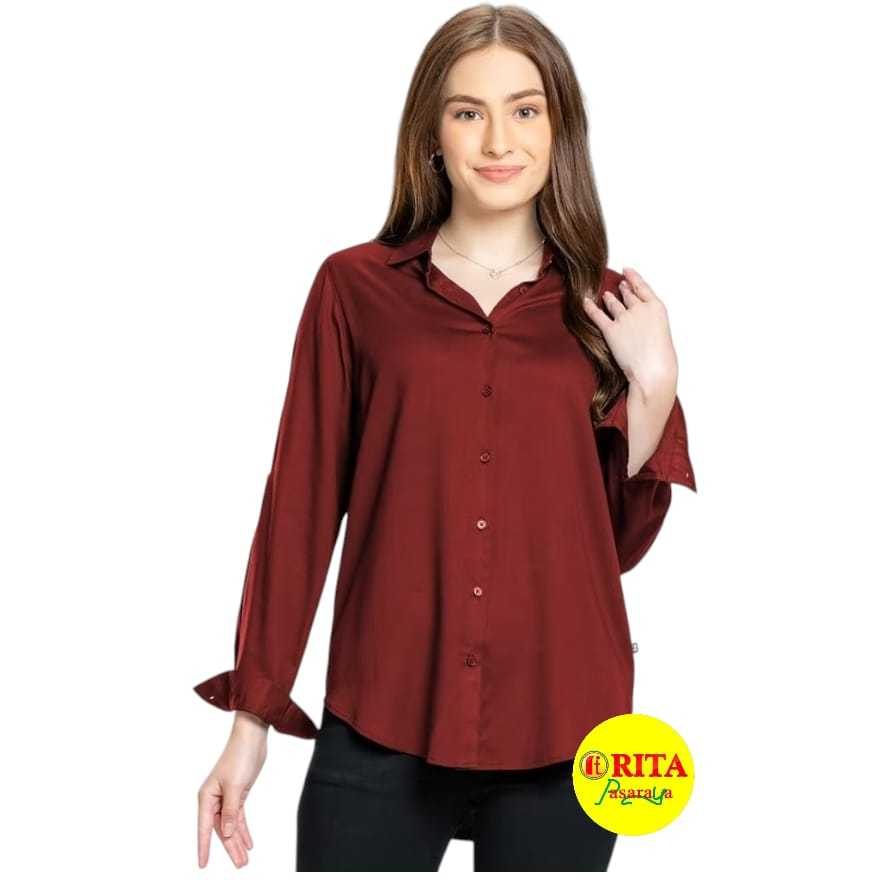 C2 Woven Tops Getave Atasan Kemeja Polos Wanita Modis Kekinian