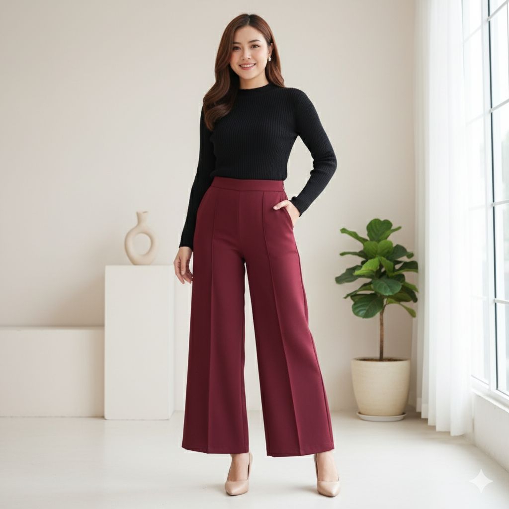 Celana Kulot Scuba Korea Style | Kulot Wanita Elegan & Stylish | Murah Berkualitas