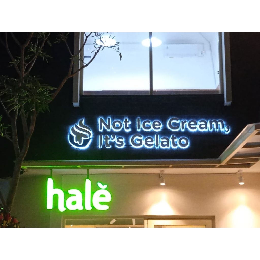 Huruf Timbul Galvanis Backlight Signage Galvanis Backlight Papan Nama Toko