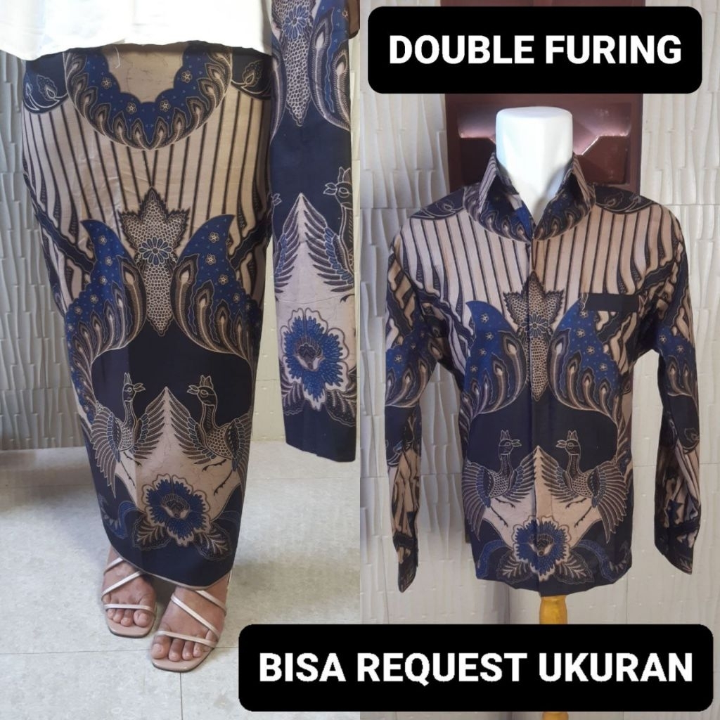 KEMEJA & ROK DOUBLE FURING PREMIUM / BAJU SERAGAM BATIK COUPLE PASANGAN SARIMBIT KELUARGA CUSTOM ANA