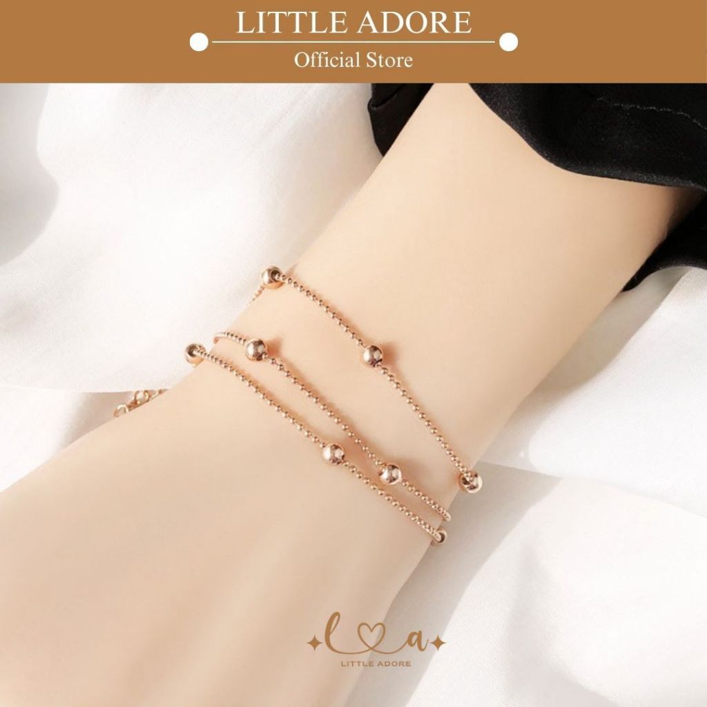 Jiwon Bracelet - Gelang Jedar Boba 3 Layer Anti Karat Simple Elegant - Gelang Tiga Layer Boba Jedar