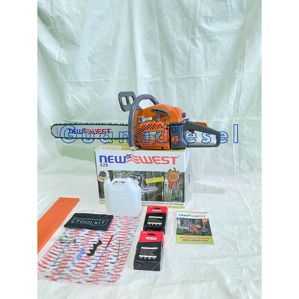Chainsaw / Mesin Sinso New West 628 Bar 24 Inch / Komplit Dengan Rantai Oregon New West 628 Asli