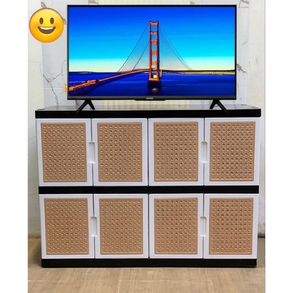 Lemari TV Serbaguna Rotan Plastik 2 Susun - Lemari tv nusantara kode rotan