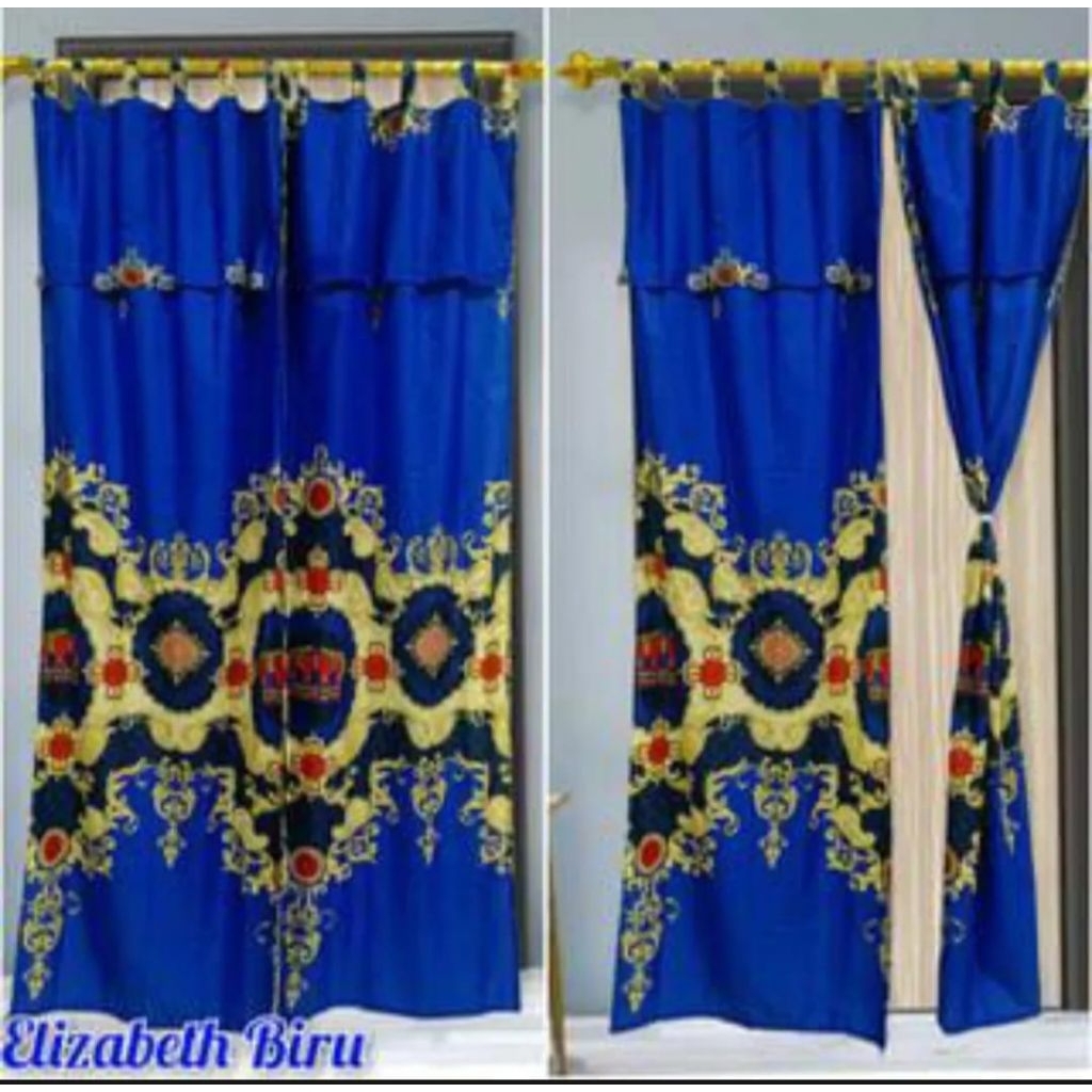hordeng pintu atau jendela model tali motif batik sultan biru