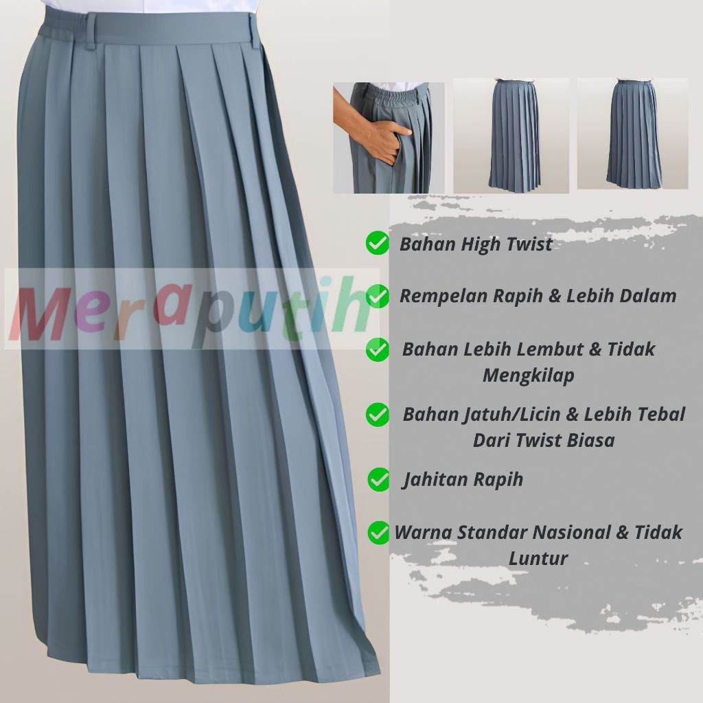 Rok Sekolah Panjang Rempel Abu SMA Bahan Licin/Jatuh