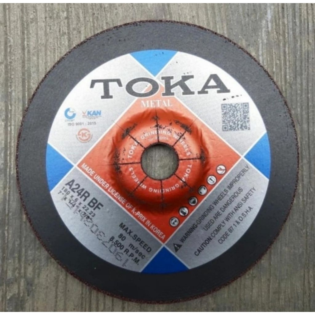 mata Gerinda potong besi 7 inch TOKA 180 x 6 x 22.23 Gerinda potong besi Baja