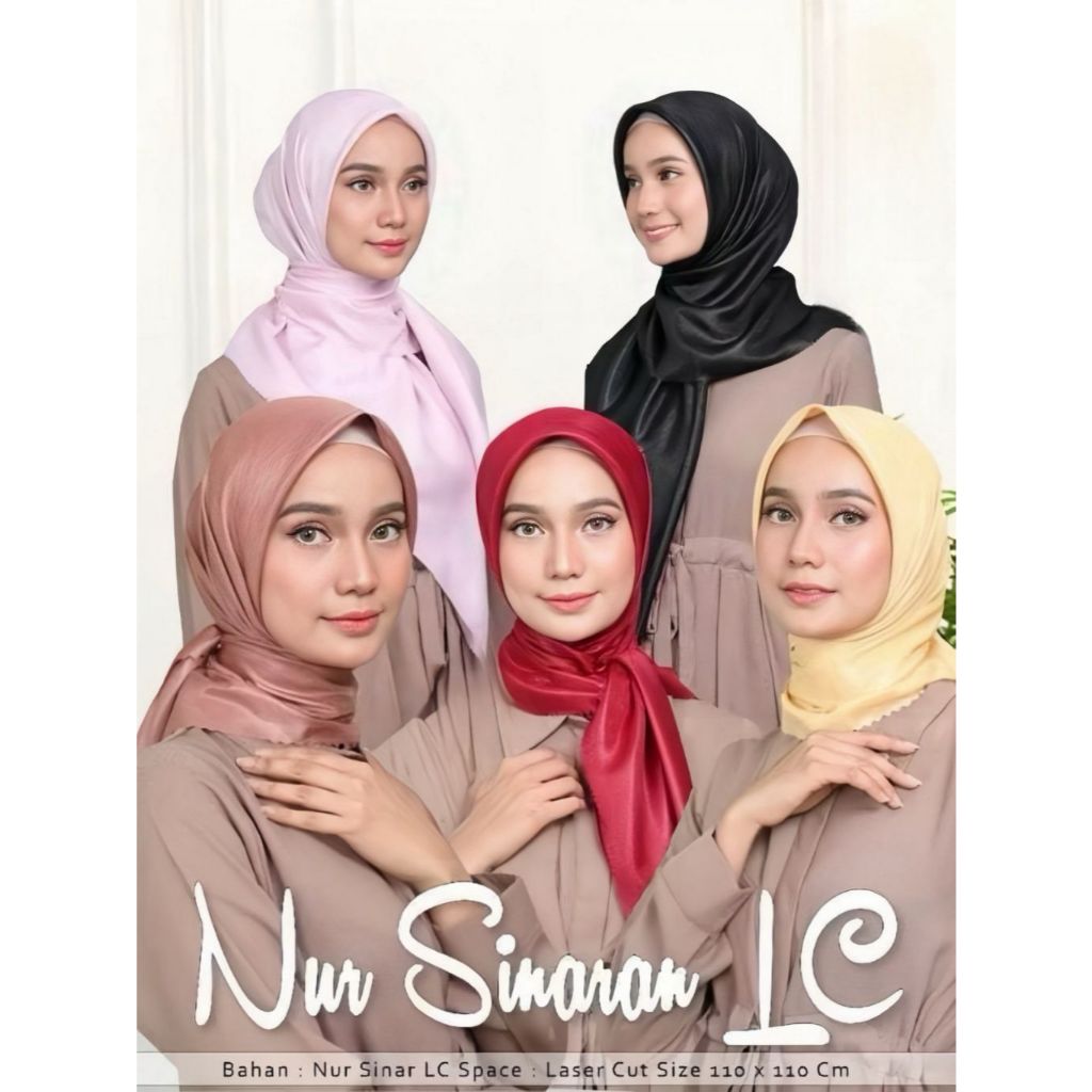 NUR SINAR GLAMOR HIJAB GLAMOUR PREMIUM LASERCUT JILBAB SINAR GLAMOUR KERUDUNG SEGI EMPAT POLOS GLITE