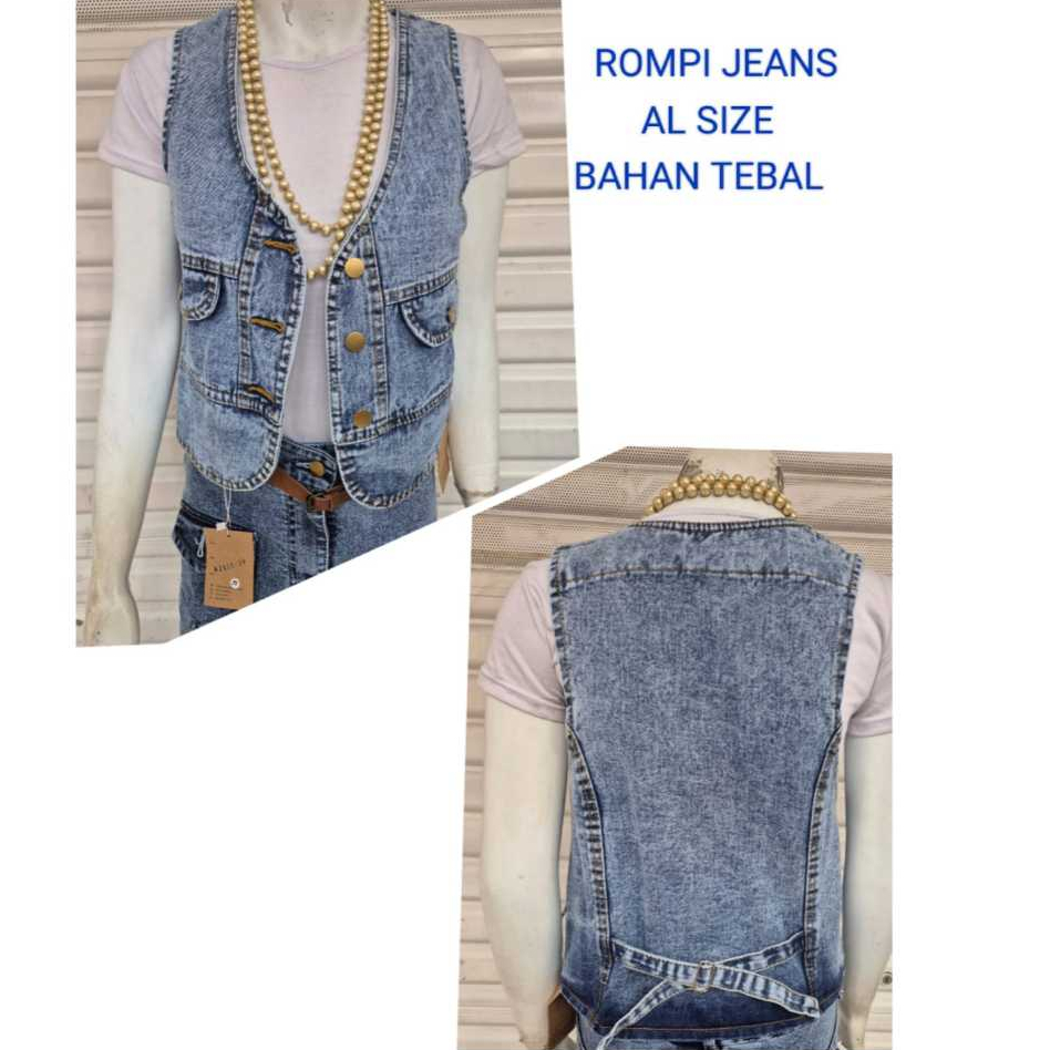 ROMPI CROP JEANS WANITA SNOW KANCING TIGA VEST CROP ROMPI WANITA CROP ROMPI JEANS CROP NEW BARU