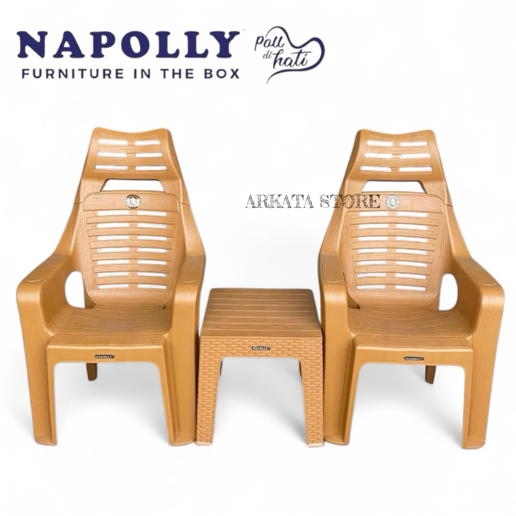 1 Set 2 kursi BB 833 + MAPAN 45 - 1 Set Kursi Santai Sandaran KEPALA / Kursi Santai Plastik Napolly 