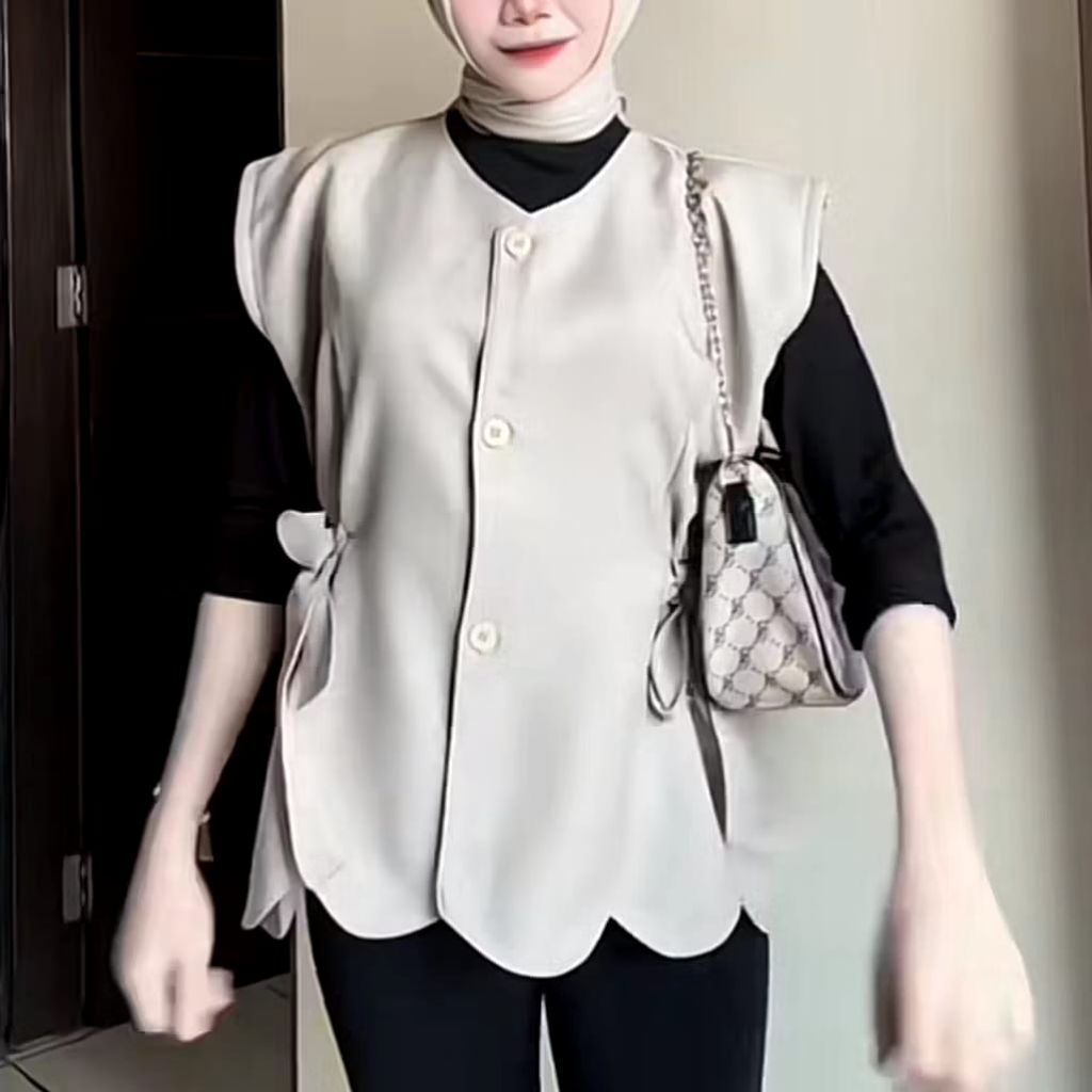 CHERISH VEST WANITA SEMIWOLL / OUTER VEST TALI PINGGANG REMAJA DEWASA/VEST WANITA