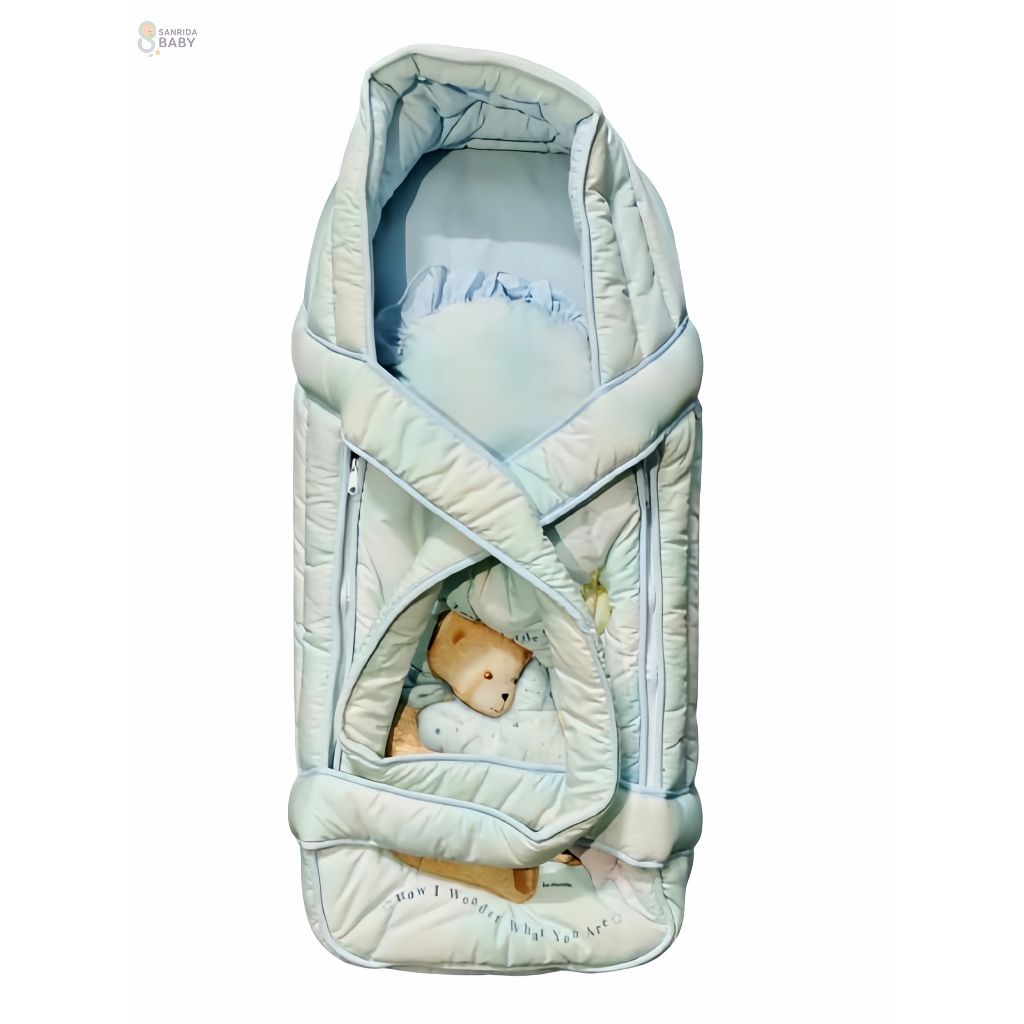 Tas Bedong Bayi Multifungsi Motif Beruang Lucu Warna Pastel / Alas Tidur Bayi / Selimut Bayi / Gendo