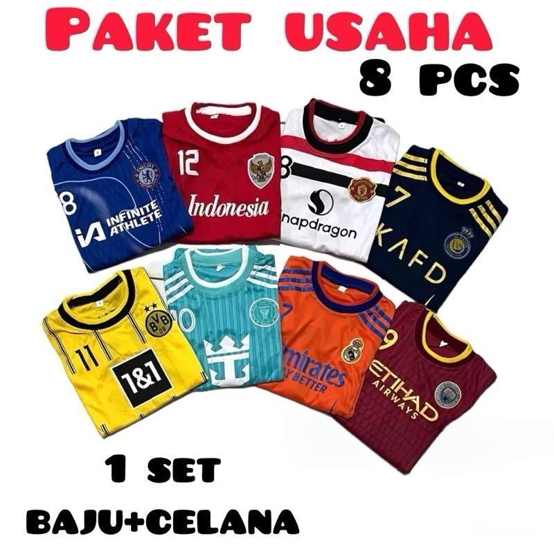PAKET USAHA ISI 8PCS Setelan Baju Bola Anak Laki Laki Untuk Usia 6 Bulan - 15 Tahun Terbaru Jersey B