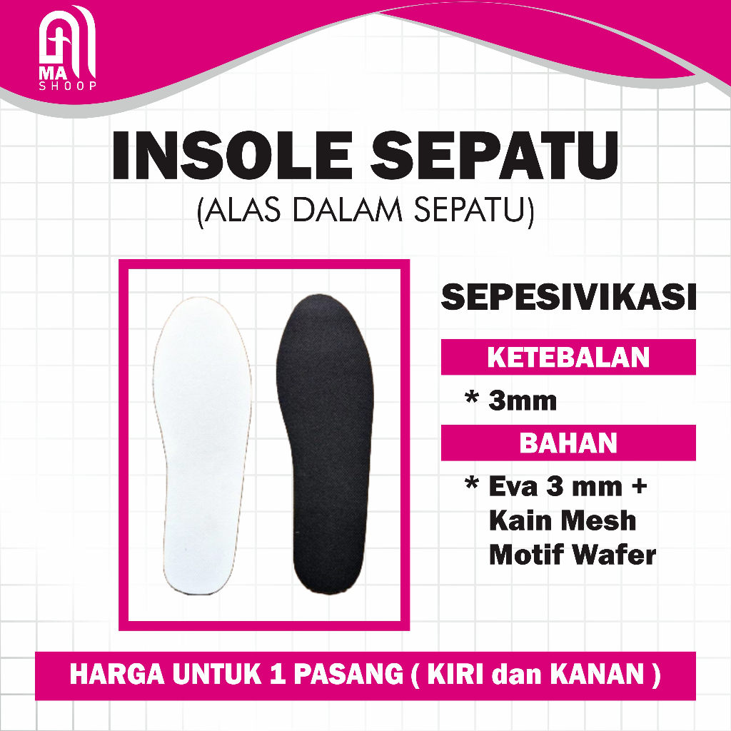 Insole Sepatu/Alas Bagian Dalam Sepatu/Alas Dalam SepatuTebal 3 mm