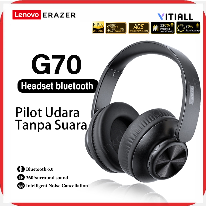 ERAZER G70 Headset Bluetooth 5.3 Headphone Wireless Wired Dual Mode Stereo Bass Headphone VITIALL Lo