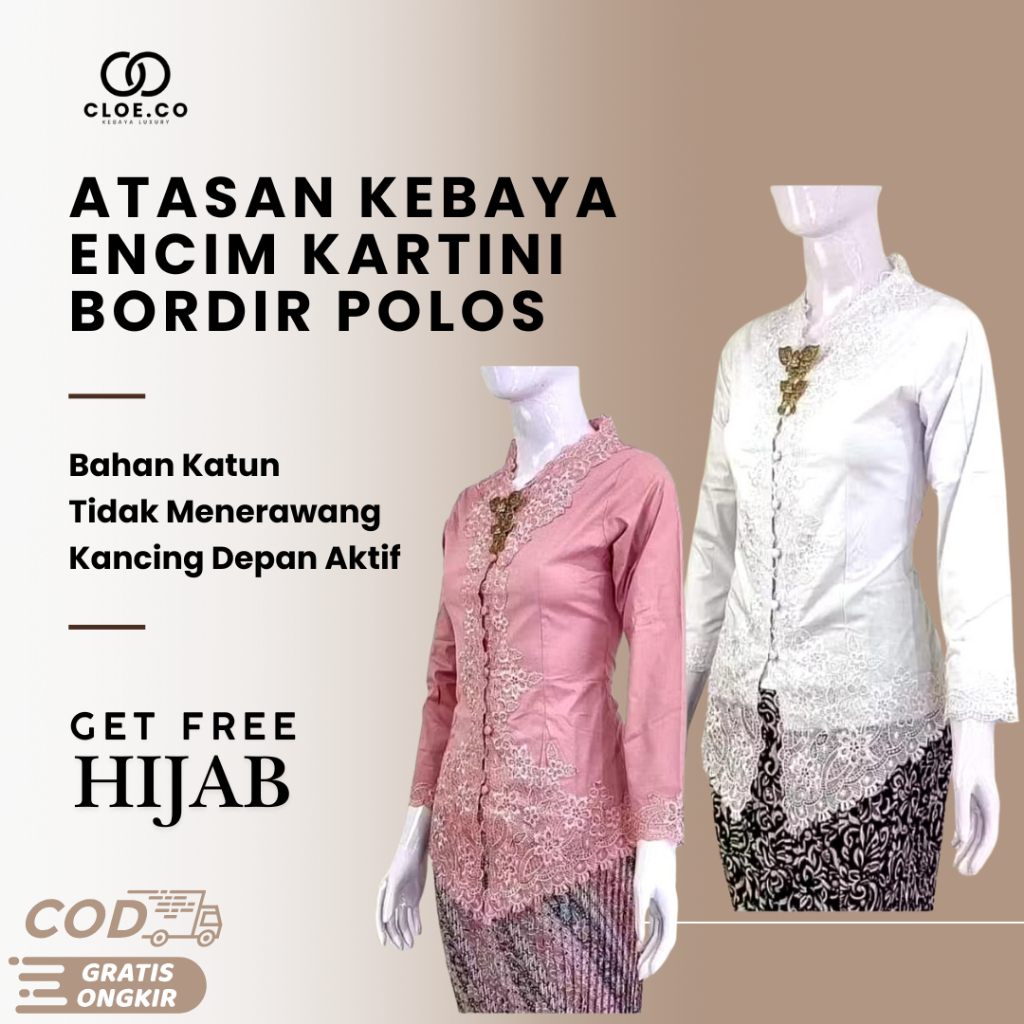 ATASAN KEBAYA ENCIM KARTINI FREE HIJAB | KEBAYA MODERN | KEBAYA WISUDA | KEBAYA PESTA | KEBAYA KEKIN