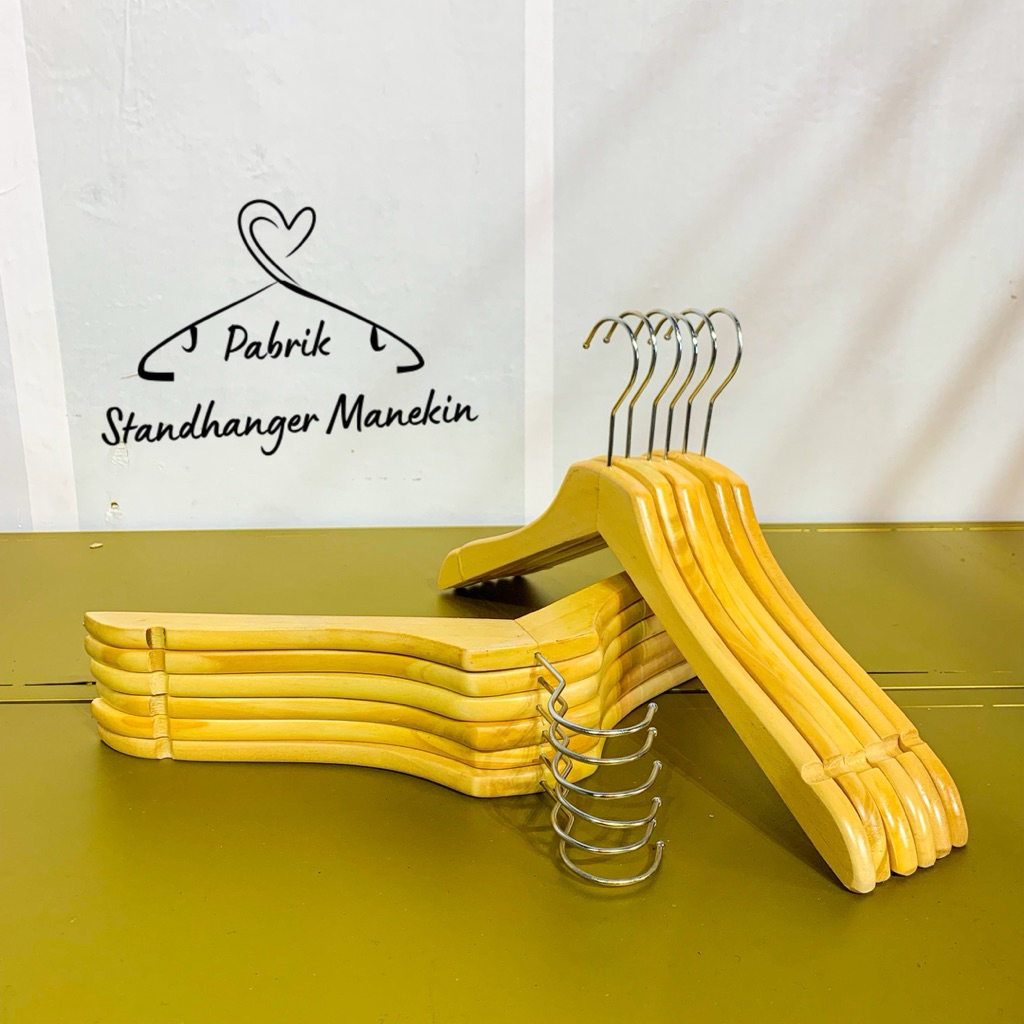 HANGER KAYU HARGA PER LUSIN | HANGER KAYU DEWASA 1 LUSIN | GANTUNGAN BAJU BAHAN KAYU | GANTUNGAN KAY