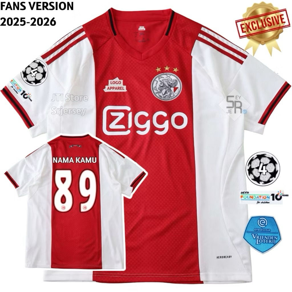 Jersey Ajax Home 2025 2026 - Jersey Ajax Amsterdam Merah Full Printing