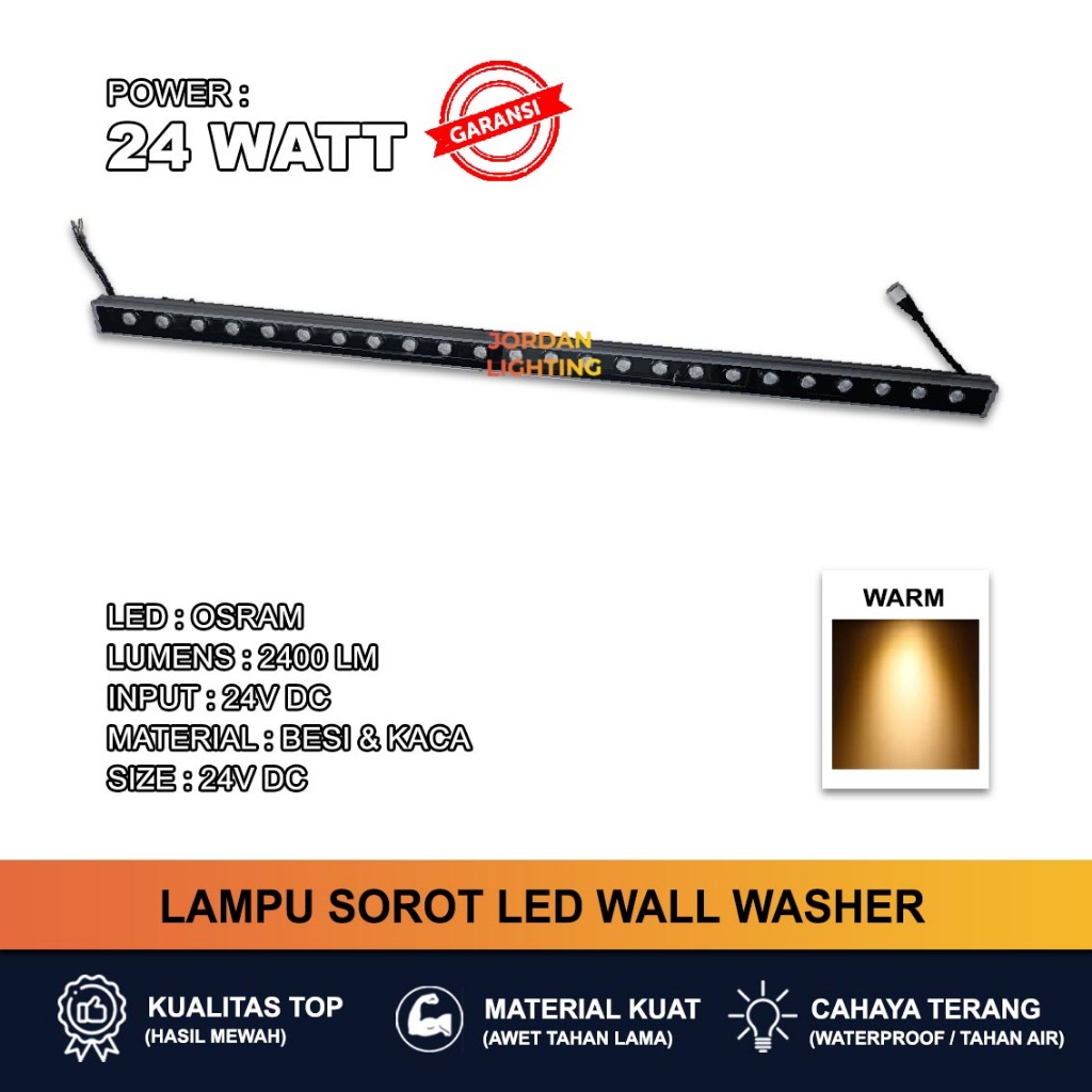 Lampu Sorot LED 24W Wall Washer DC 24V Super Terang