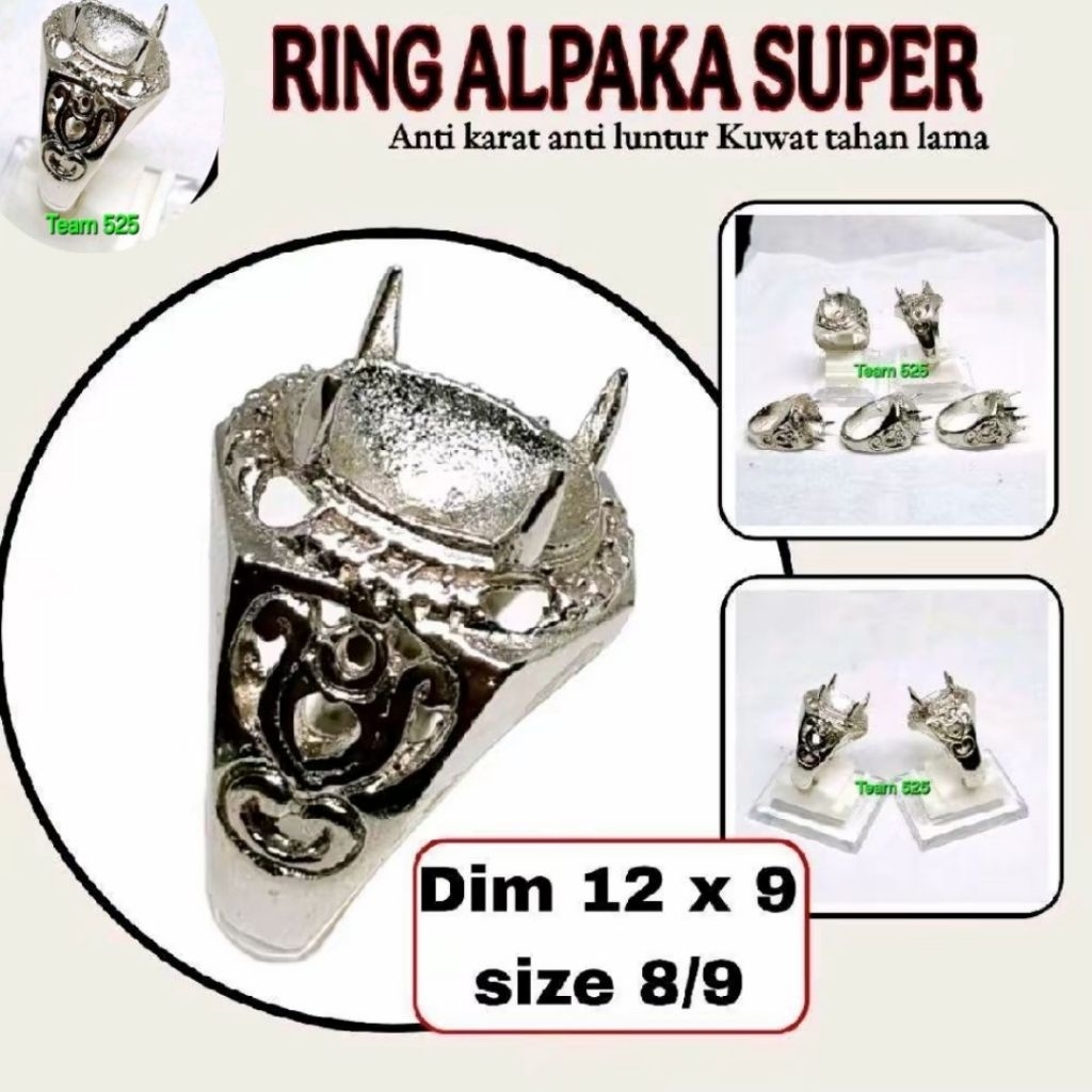 Ring emban alpaka super dim 12x9 eceran / ring model gigi cakar
