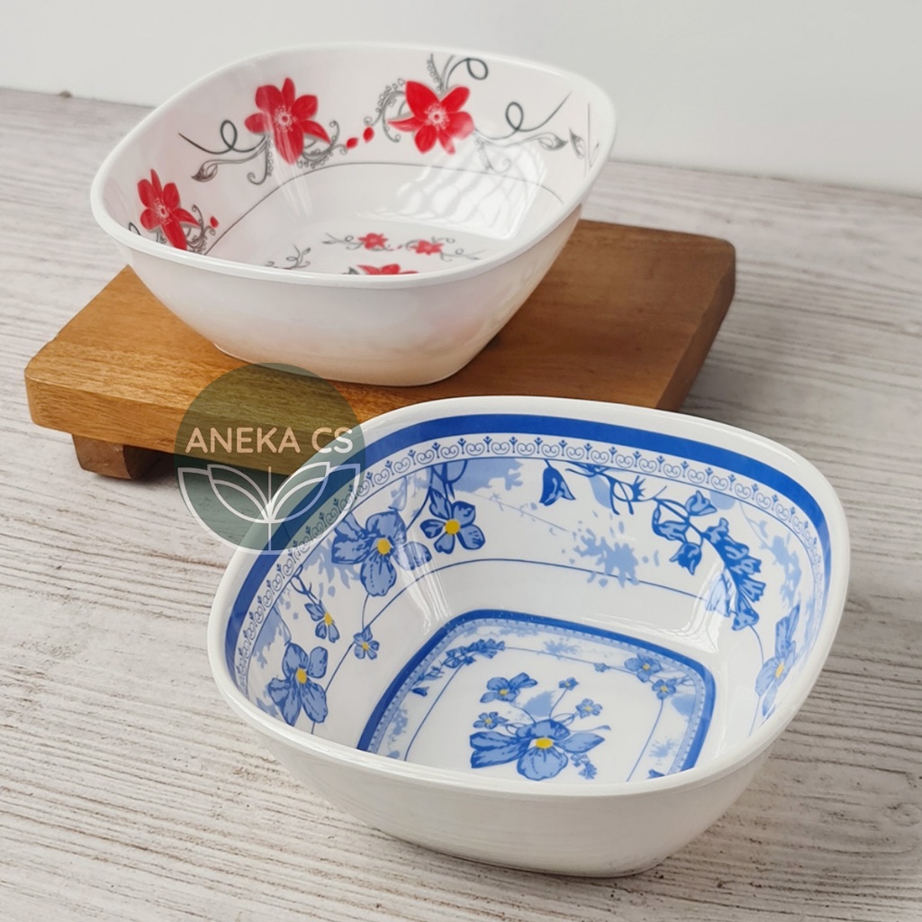 Mangkok Melamin 6 inch - Mangkok Kotak - Mangkok Mie Ayam - Mangkok Bakso - Mangkok Motif - 9066kb